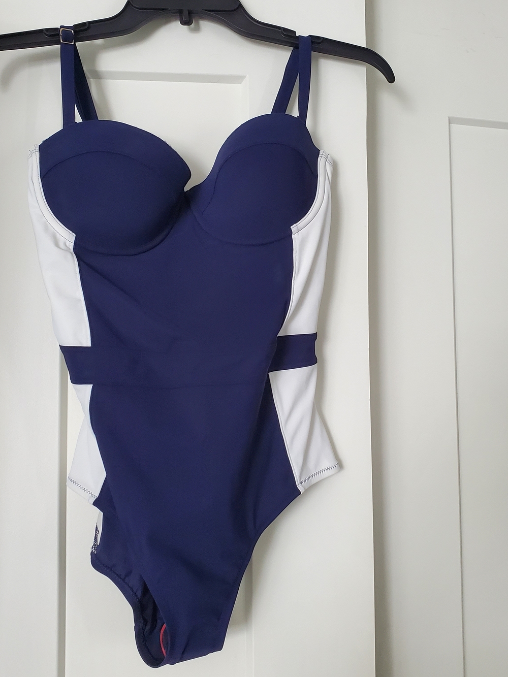 Tory Burch Navy & White One-Piece Swimsuit with Built-In Cups, Size Medium, BNWT